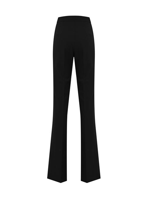 Pantaloni in doppio crêpe stretch con logo ricamato Nero Elisabetta Franchi | PA17161E2110